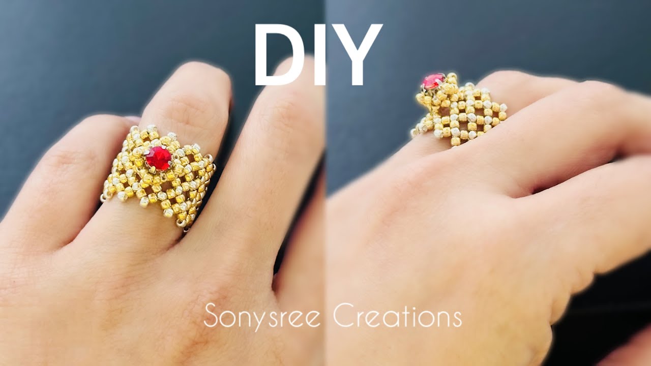 Right Angle Weave Ring || DIY Beaded Ring