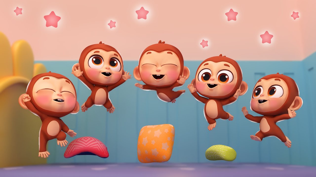 🐵 Five Little Monkeys  + MORE | Five Little Dinos | 🌈 Bubbleee  Sing, Dance and Learn!🌟