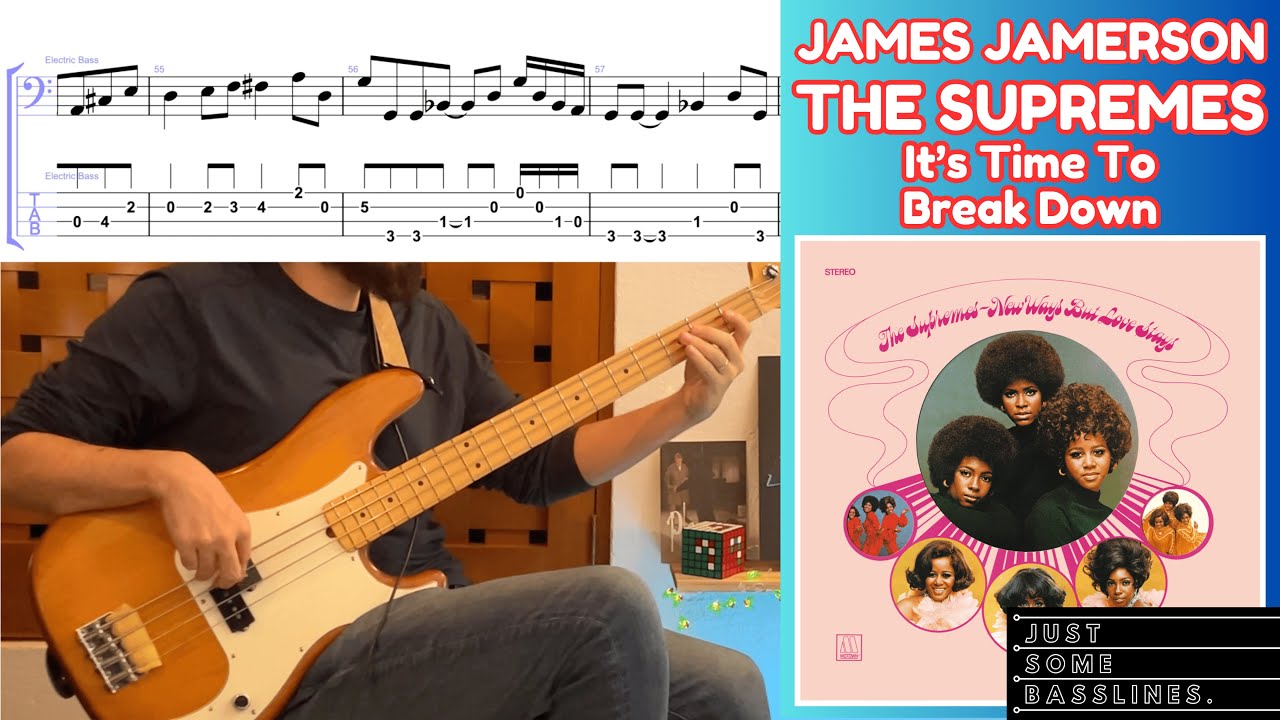 This Jamerson deep cut is so smooth // The Supremes - It's Time To Break Down // BASS COVER + TABS