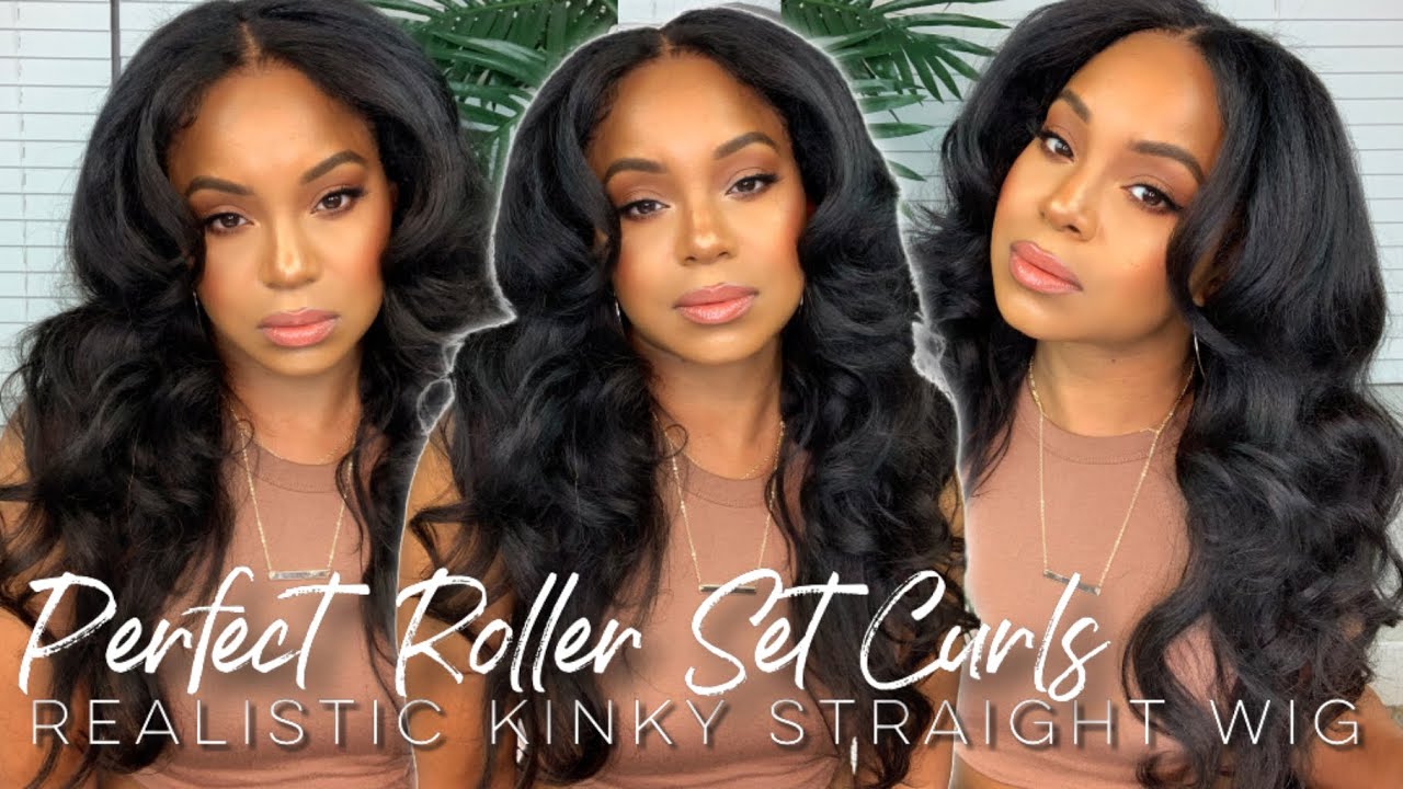 BEST ROLLER SET ON REALISTIC KINKY STRAIGHT WIG *life changing* | WINE N WIGS WEDNESDAY alwaysameera