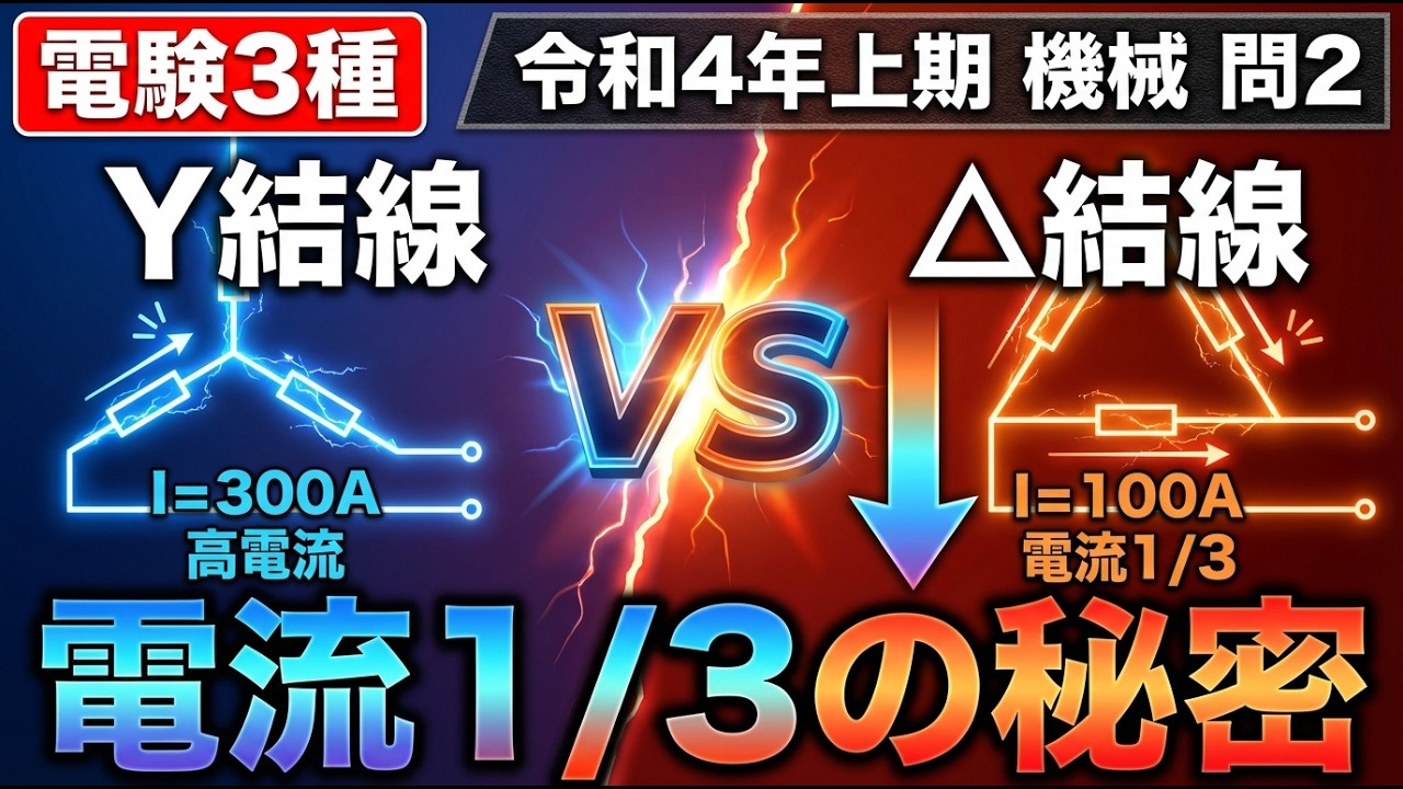 #13【電験3種】令和4年上期｜機械 問2｜誘導機のスターデルタ始動を徹底解説！1/3の魔法を物理で理解
