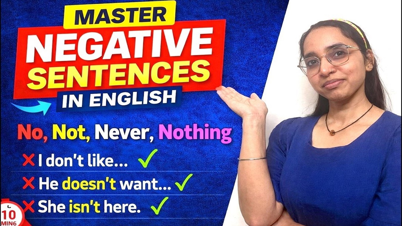 Master Negative Sentences in English- Part 1 | No, Not, Never, explained in Hindi | Spoken English