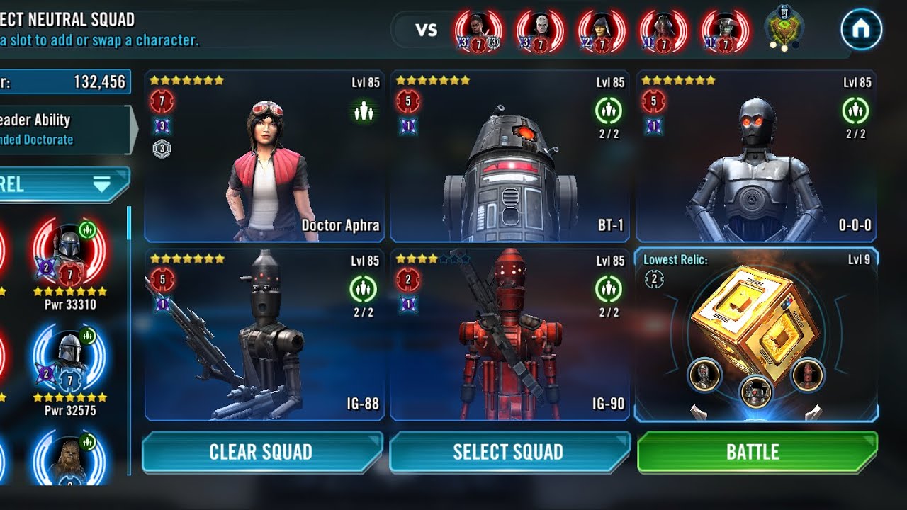 Doctor Aphra + IG-90 vs Reva Inquisitors, 5v5 GAC. SWGoH! 