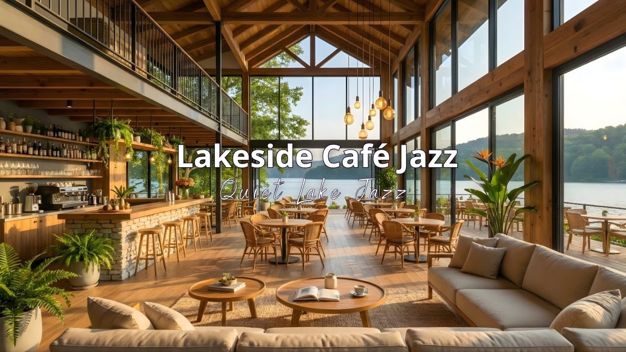 Morning Spring Jazz in a Lakeside Café ☕ Cozy Jazz Ambience for Calm Work & Study