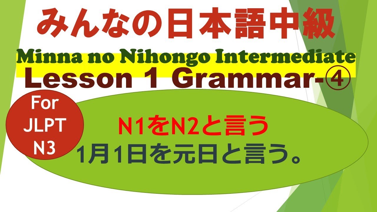 みんなの日本語中級第１課文法④   Minna no Nihongo Intermediate Lesson 1 Grammar ④「～を～と言う」