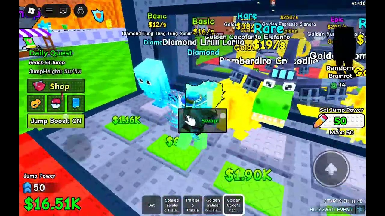 We play a game called Jump for brainrots 