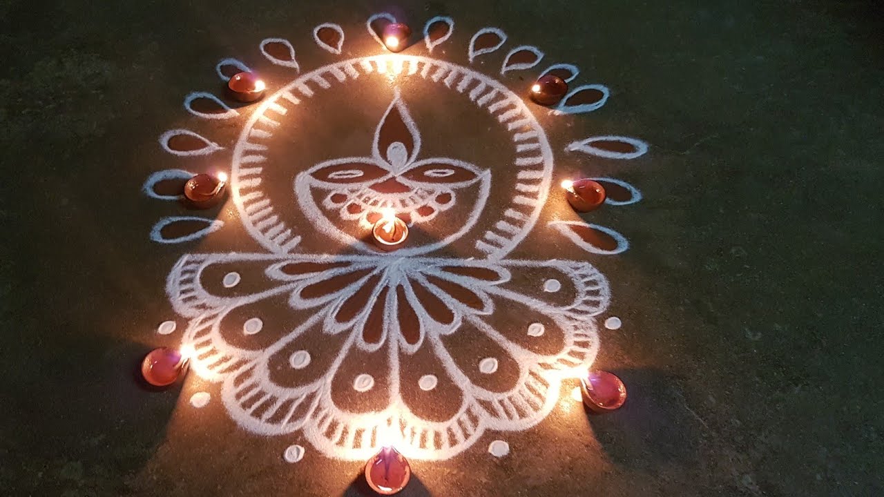 Karthika masam special//flowers Deepam Kollam//pandaga muggulu// easy rangoli//38