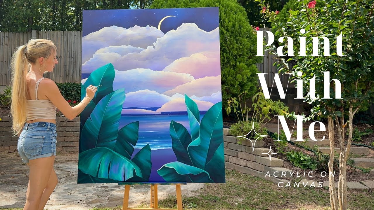Painting a BIG canvas 🎨 Acrylic painting process