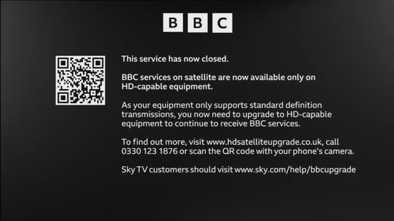 The exact moment BBC One SD closed on satellite (10:54am) - 08/01/2024