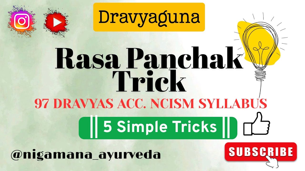 Easy Rasa Panchak Trick | Dravyaguna |97 drugs #Nigamanaayurveda