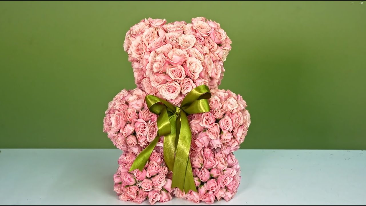 Como hacer un Oso con Flores Naturales