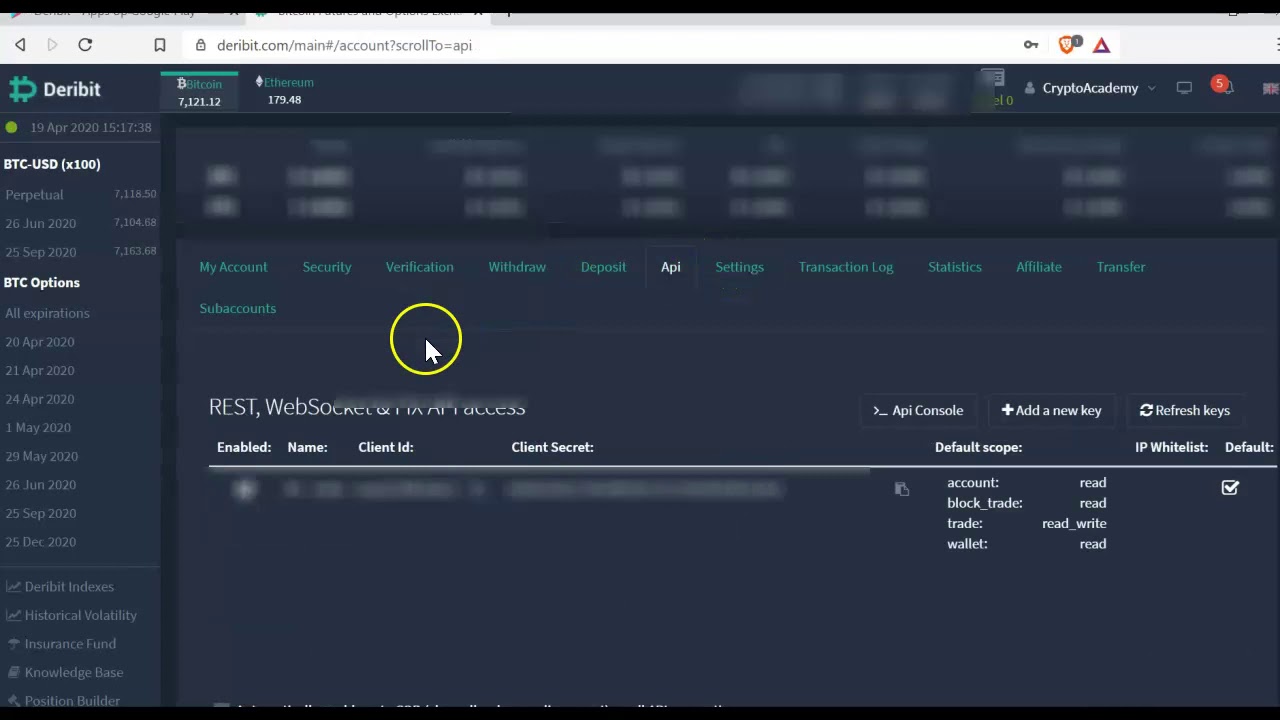 Api Tutorial for Deribit App