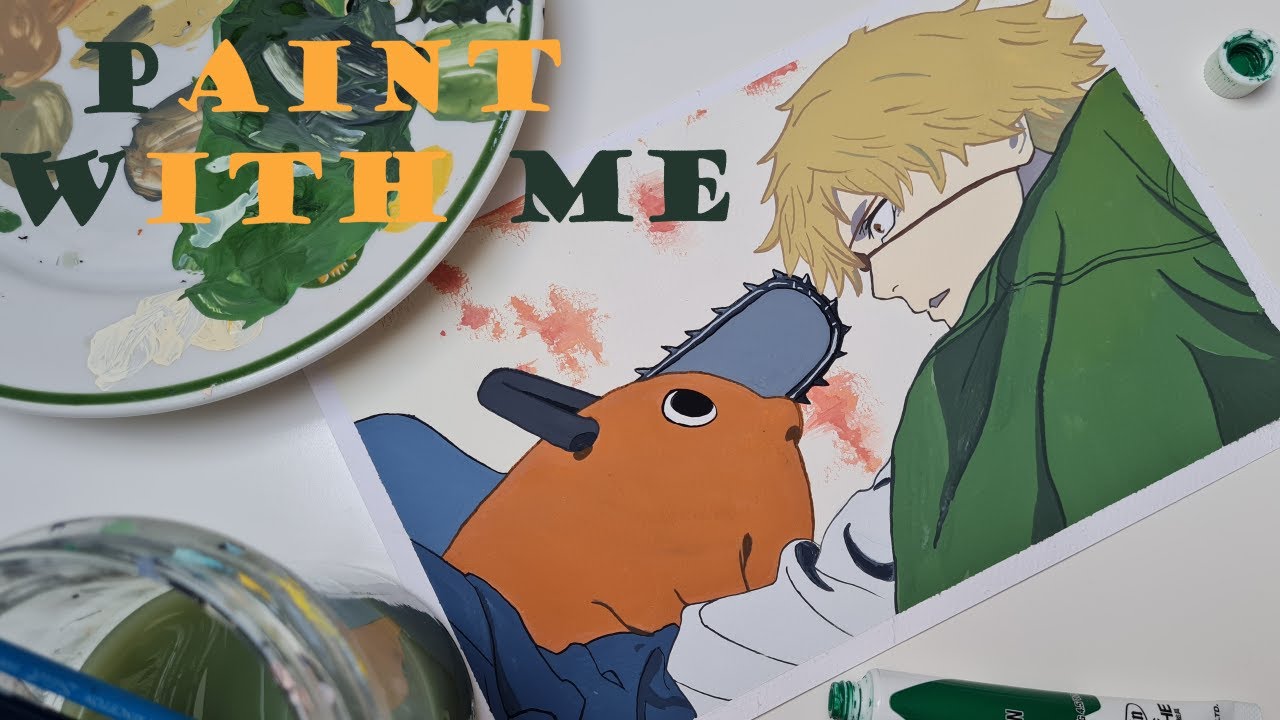 Paint with me, scene with Holbein Acrylic Gouache // Chainsaw Man