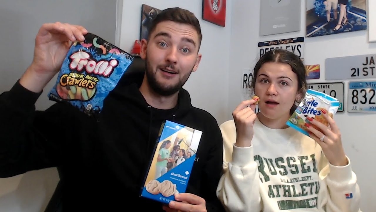 British Couple Try USA SNACKS FOR THE FIRST TIME!