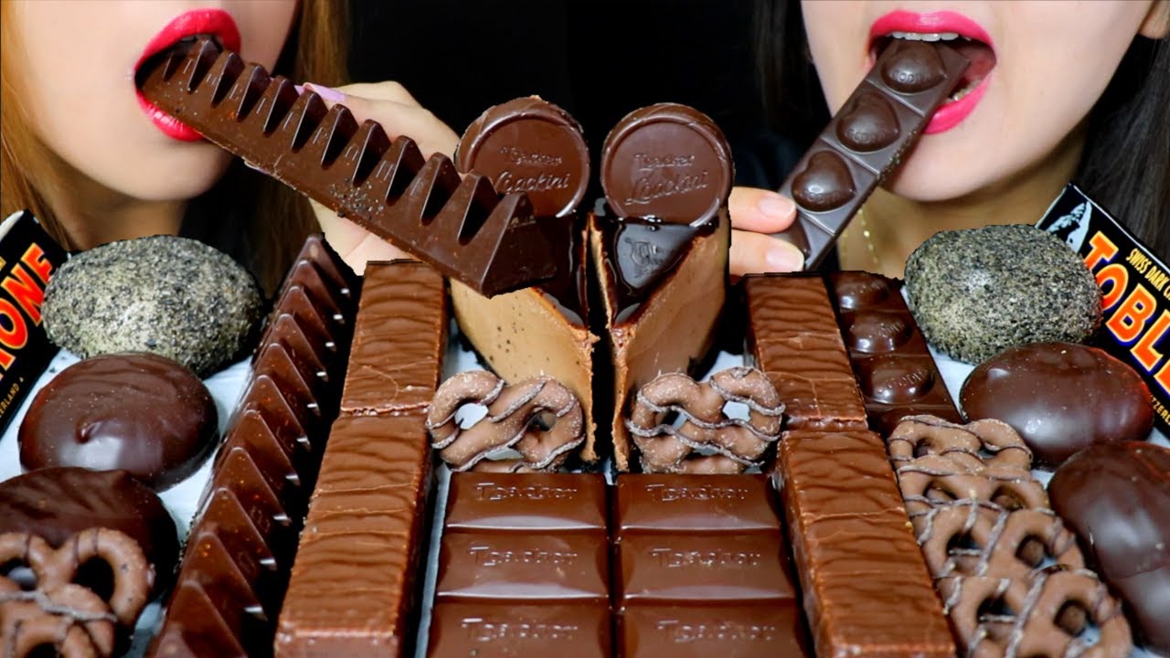 ASMR DARK CHOCOLATE BARS, CHEESECAKE, WAFER, MARSHMALLOW, MOCHI, 초콜릿 먹방 | Kim&Liz ASMR