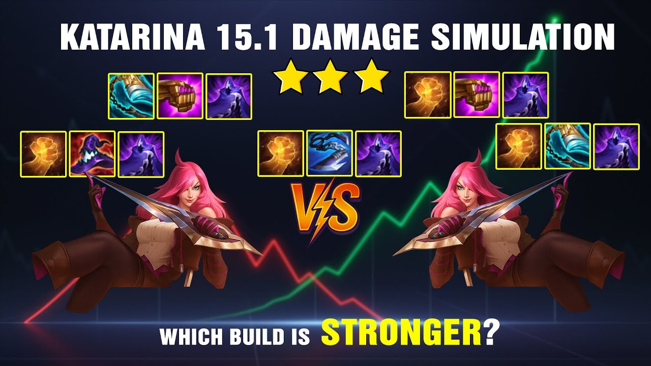 3-Star Katarina TFT 15.1 Build Guide Comparison Striker's Flail vs Rabadon | Academia x7