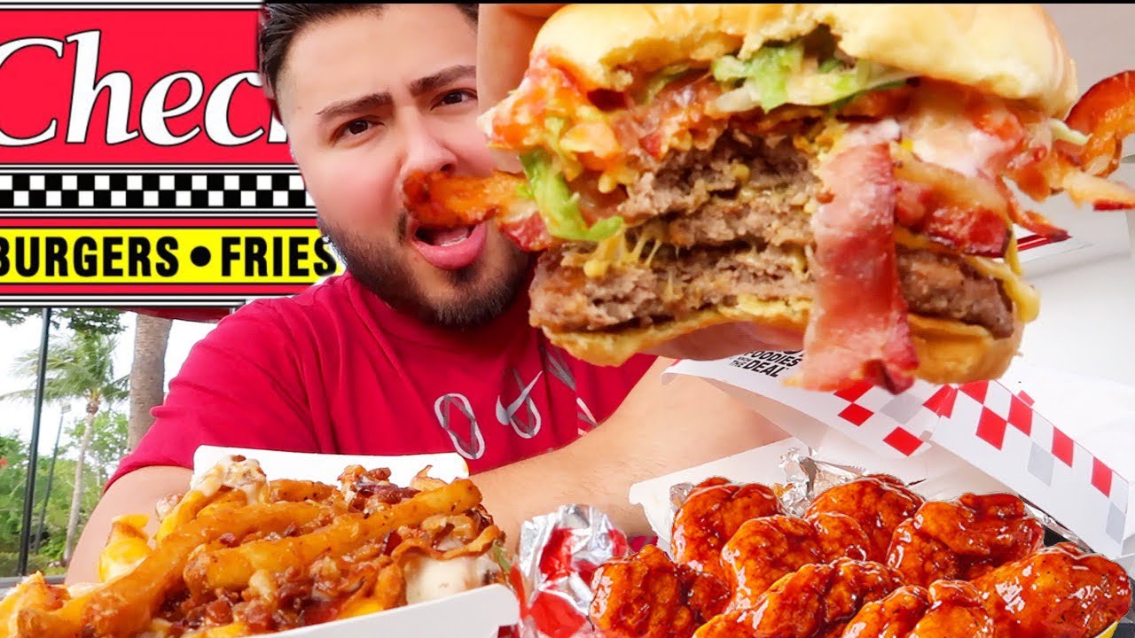 CHECKERS Loaded Cheese Fries + Triple Bacon Burger MUKBANG