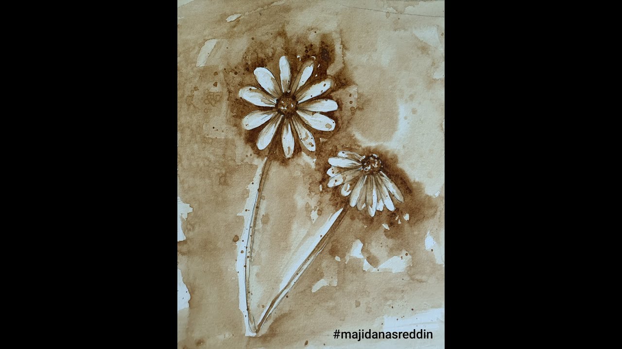كيف نرسم ونلوّن زهرة الأقحوان مع ماجدة نصرالدين☕ How to draw & colour Daisies with Majida Nasreddin