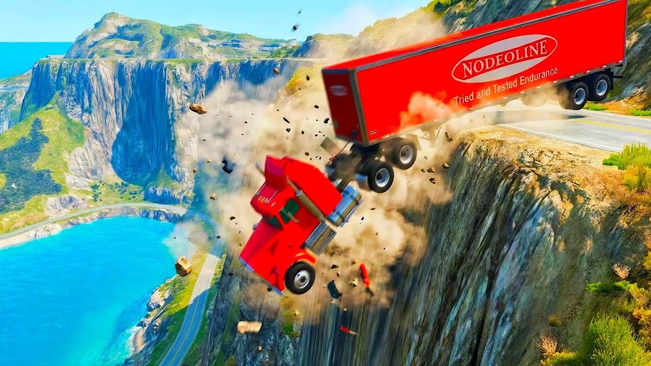 Car vs Cliff &ndash; Deadly Drop Crash Physics | BeamNG (Episode 8)!