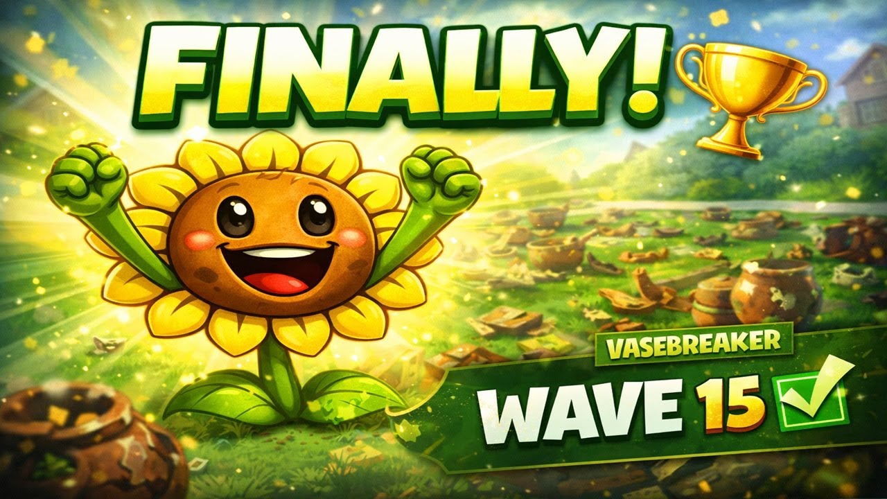 I FINALLY BEAT WAVE 15! | Plants vs Zombies Vasebreaker