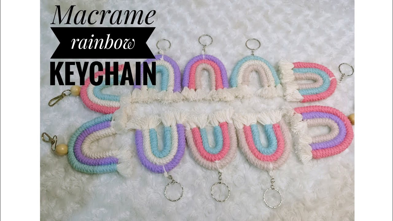 CARA MEMBUAT GANTUNGAN KUNCI MACRAME PELANGI TERBARU || HOW TO MAKE EASY RAINBOW KEYCHAIN