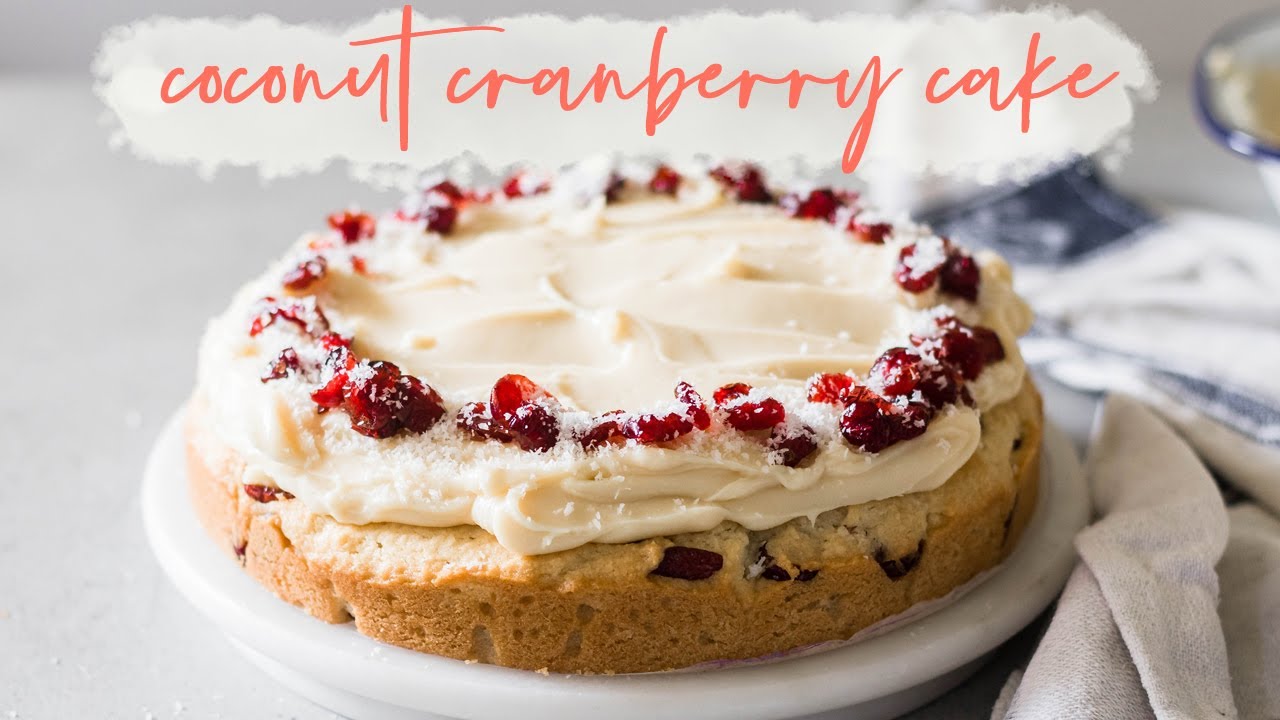 EGGLESS COCONUT CRANBERRY CAKE // Festive Christmas Baking for Holidays 2020