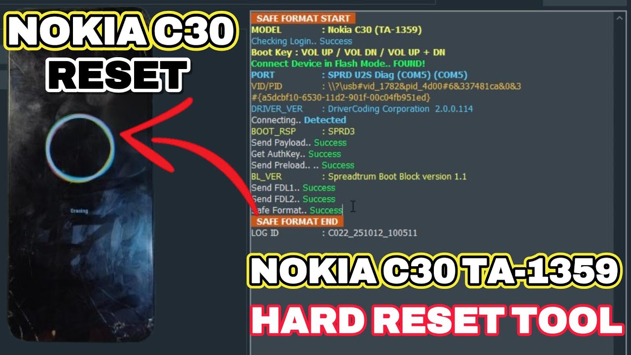 ALL Nokia C30 (TA-1359 TA-1360) Hard Reset Free Safe Format Frp Unlock Tool 2025 Free Download