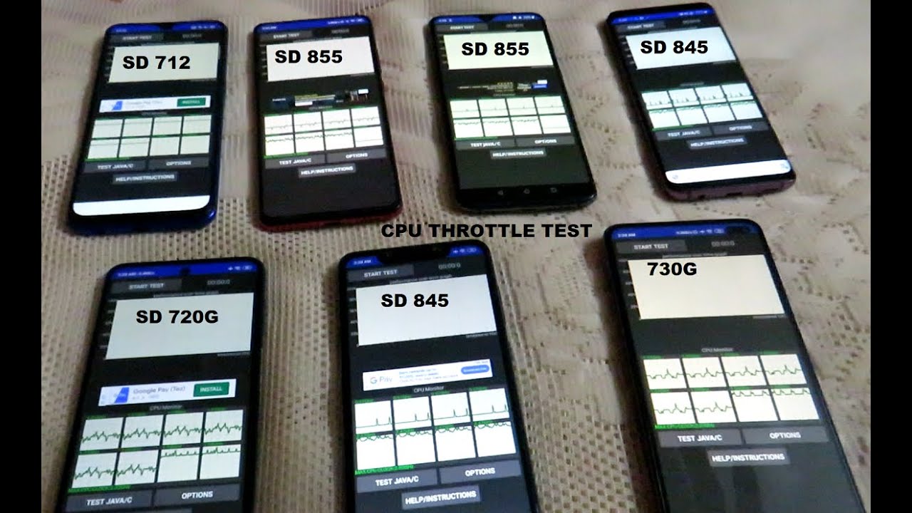Snapdragon 712 vs 720G vs 730G vs 845 vs 855 Live CPU Throttling Test Realme/Xiaomi/Oneplus/Samsung