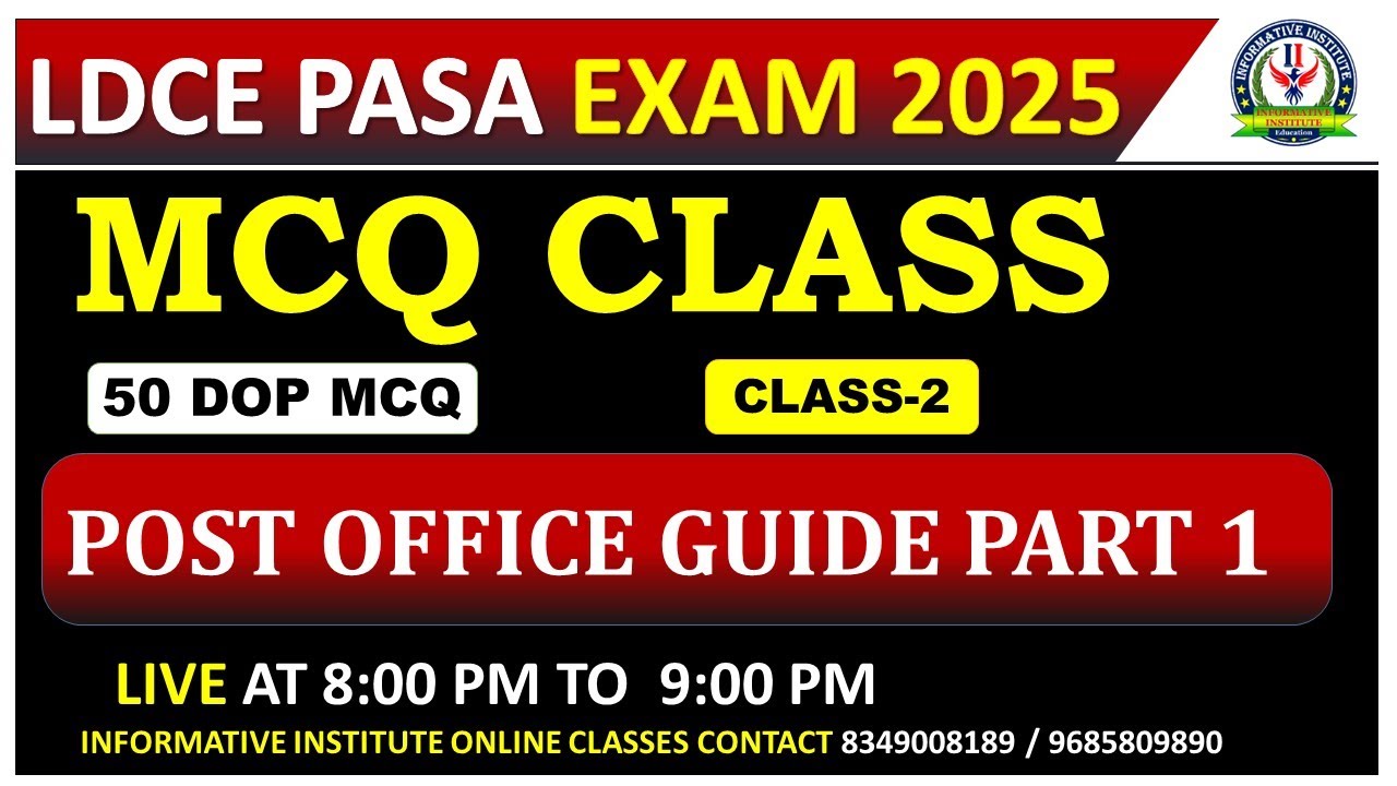 100 MCQ Unique Questions | कहा थे ये इतने महत्त्वपूर्ण प्रश्न | Practice Set For LDCE PASA Exam 2025