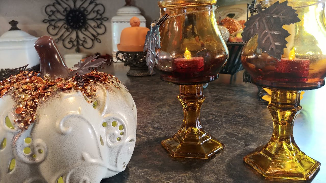Painting glass candle holders with clear Elmer's glue and food coloring 2019