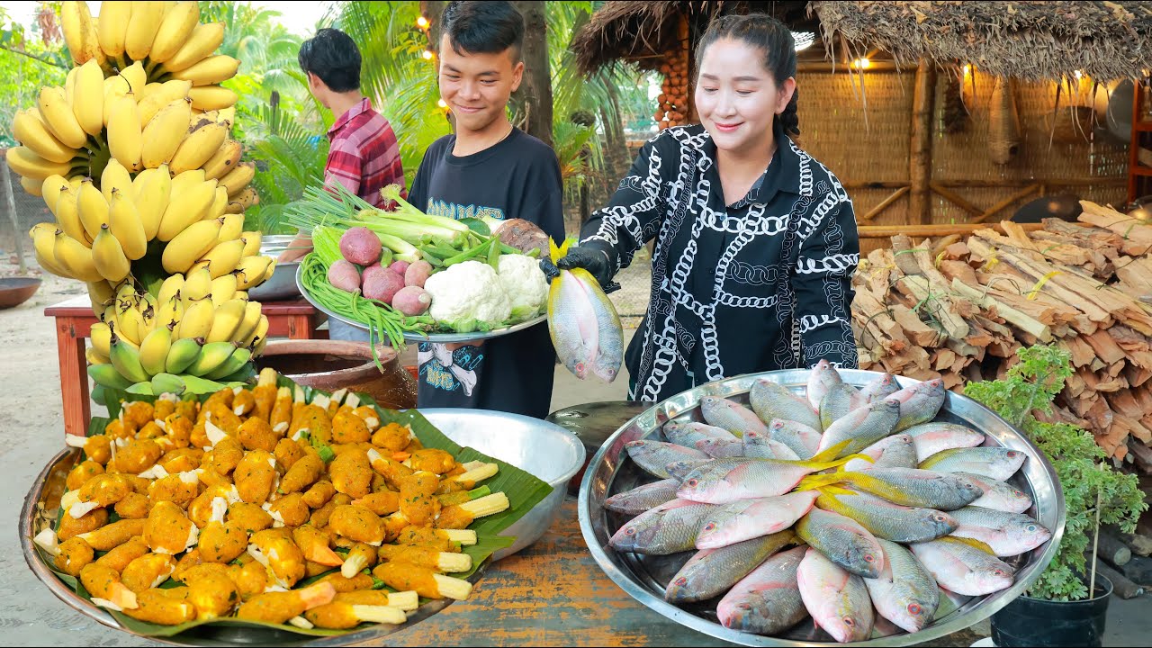 Mommy Chef in Countryside make delicious recipe and enjoy together | Cooking with Sros