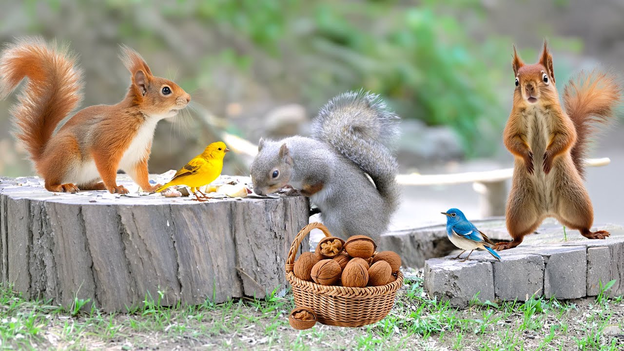 CAT TV FOR CATS 📺😻 Squirrels & Birds Go On Picnic By A Lake🐿🦜Help Your Cat Reduce Stress