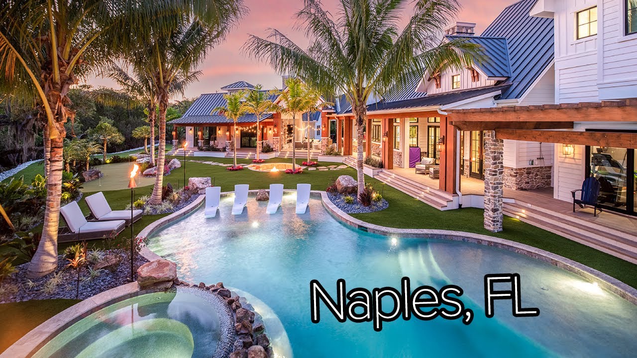 Naples Florida Spectacular Backyard with Rocks, Slide, Putting Green, TV's and Fire everywhere!