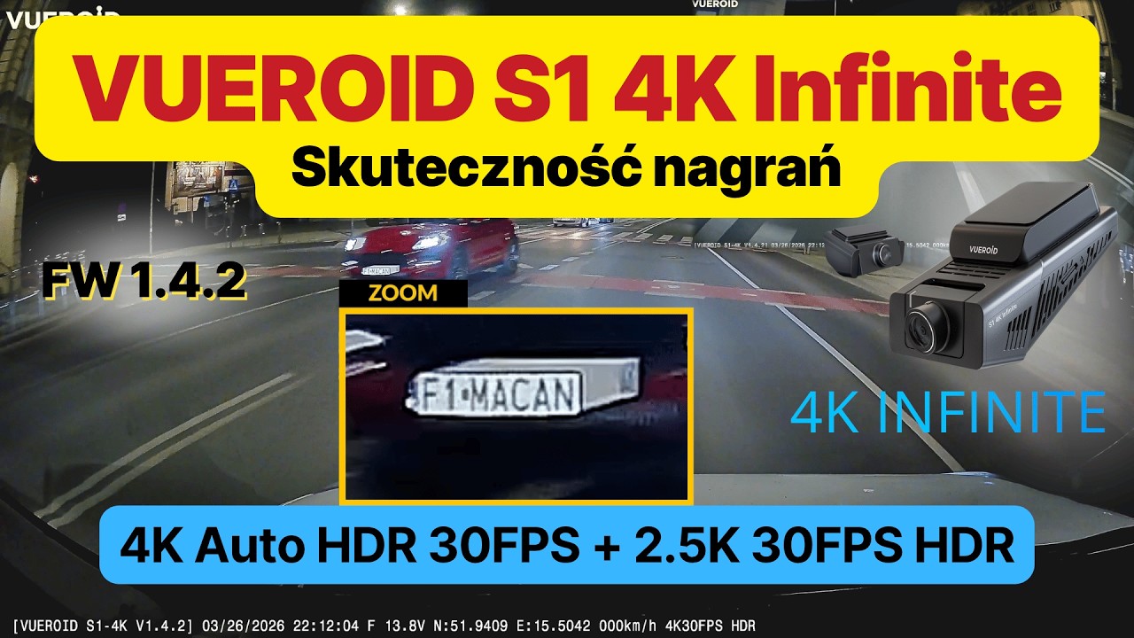 Kamera samochodowa VUEROID S1 4K Infinite @ 4K Auto HDR + 2 5K HDR