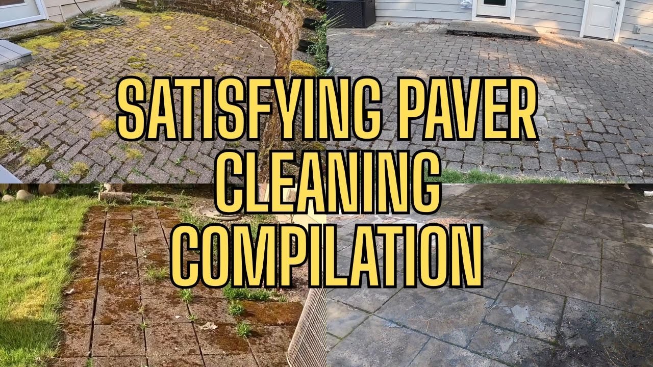 Satisfying Paver Patio  Cleaning Compilation, #asmr, #satisfyingvideo, #pressurewashing,