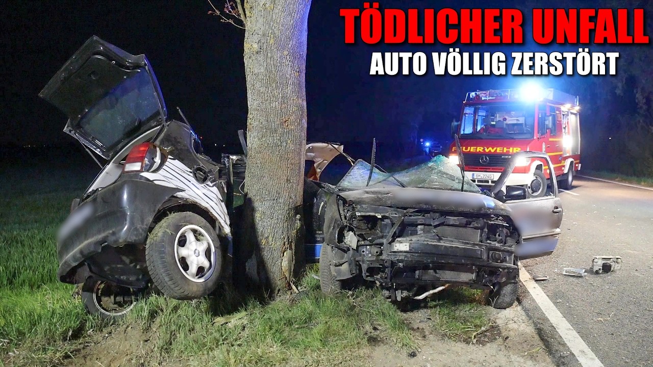[TÖDLICHER UNFALL: PKW KRACHTE GEGEN BAUM!] - Auto stark zerstört - Fahrer verstorben - Erftstadt -