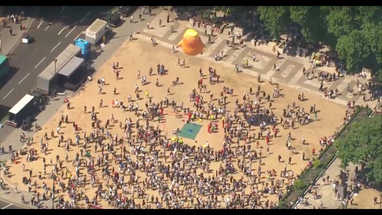 Aerials of Trump protesters - watch live
