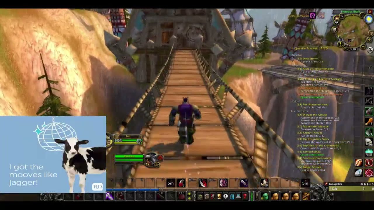 DEATH=DELETE: Lvl13 Rogue Death - Thunder Bluff Bridge Boss - WoW Classic HC