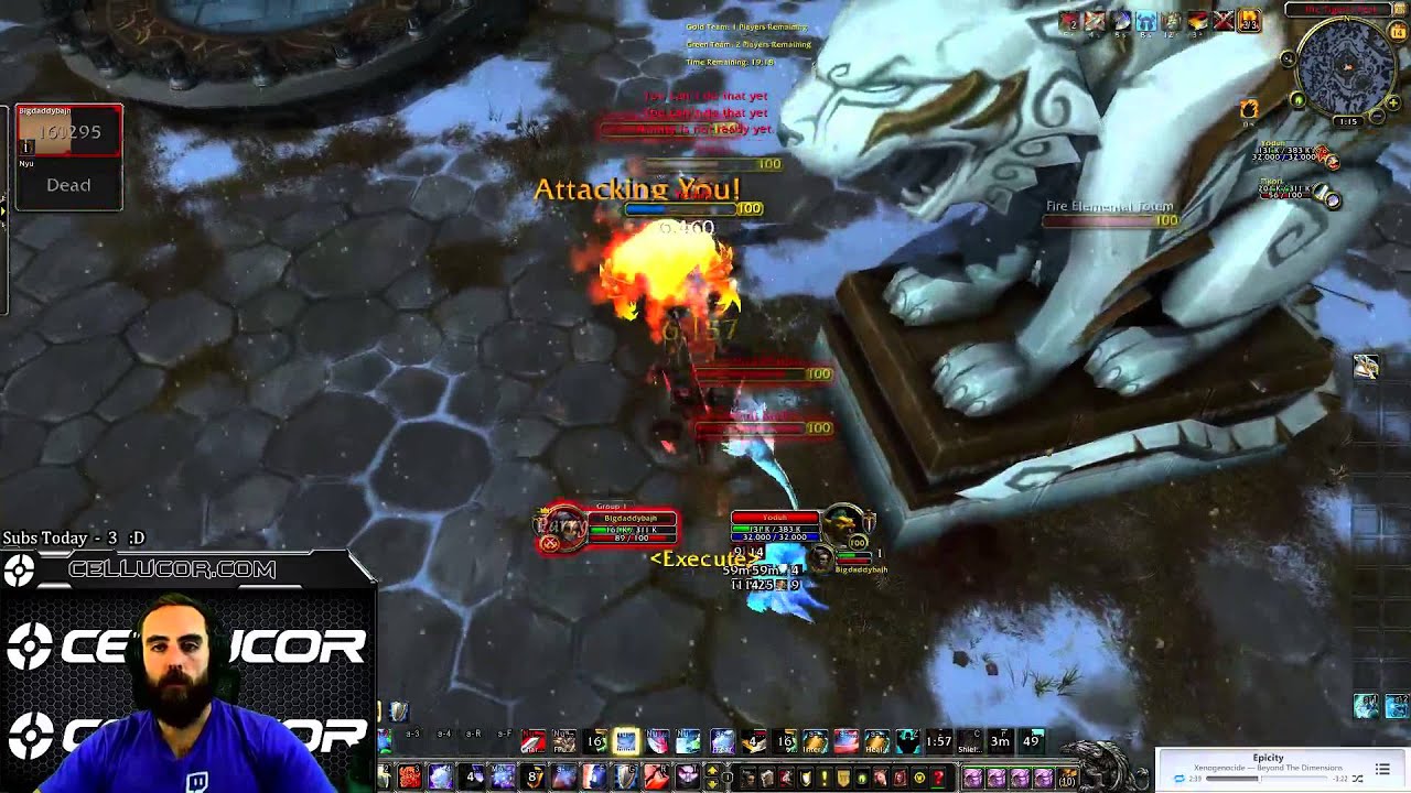 Warlords of Draenor (Beta): Level 100 Arms Warrior 1v2 Comeback - WoD PvP Gameplay