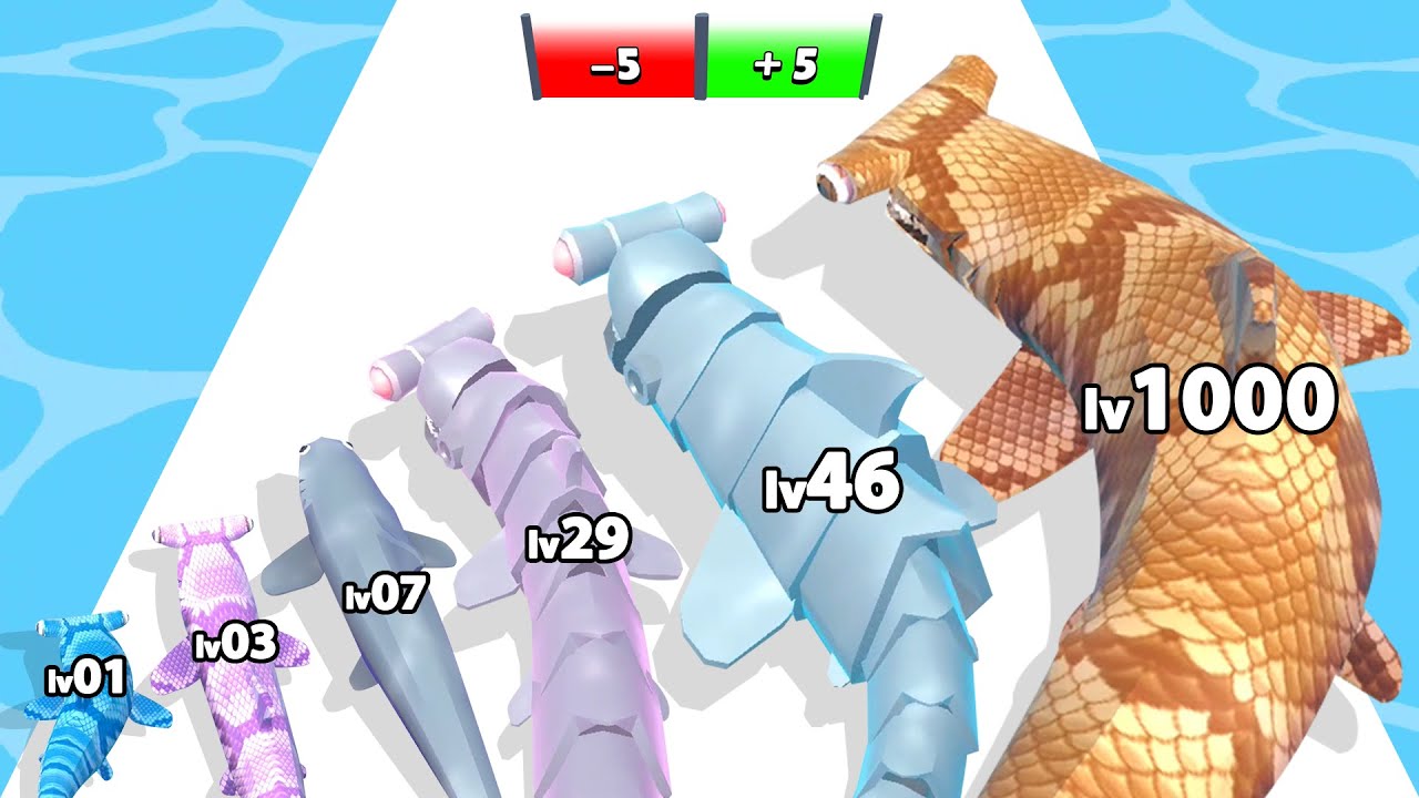 BABY SHARK EVOLUTION RUN - Level Up Fish Max Level Gameplay (Baby Shark: Snake Run Race Game)
