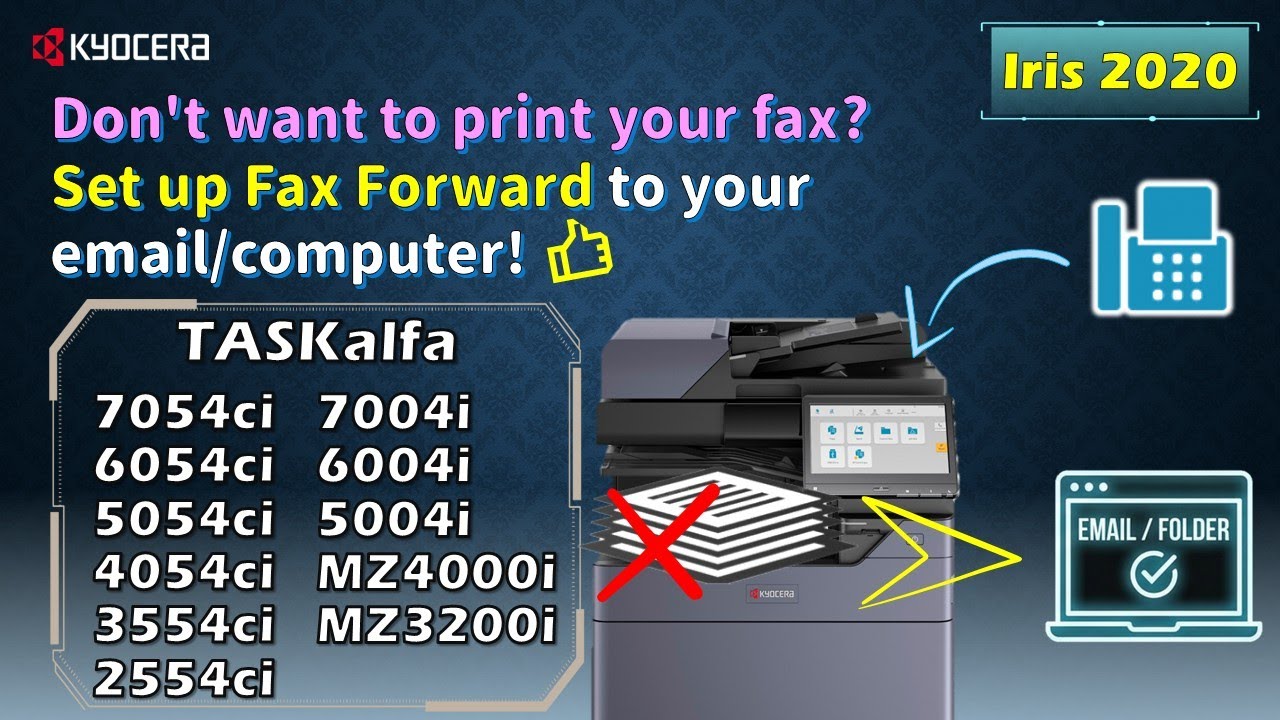 KYOCERA｜Простая настройка пересылки факсов｜Iris 2020｜TASKalfa 2554ci｜3554ci｜4054ci｜Английские суб...