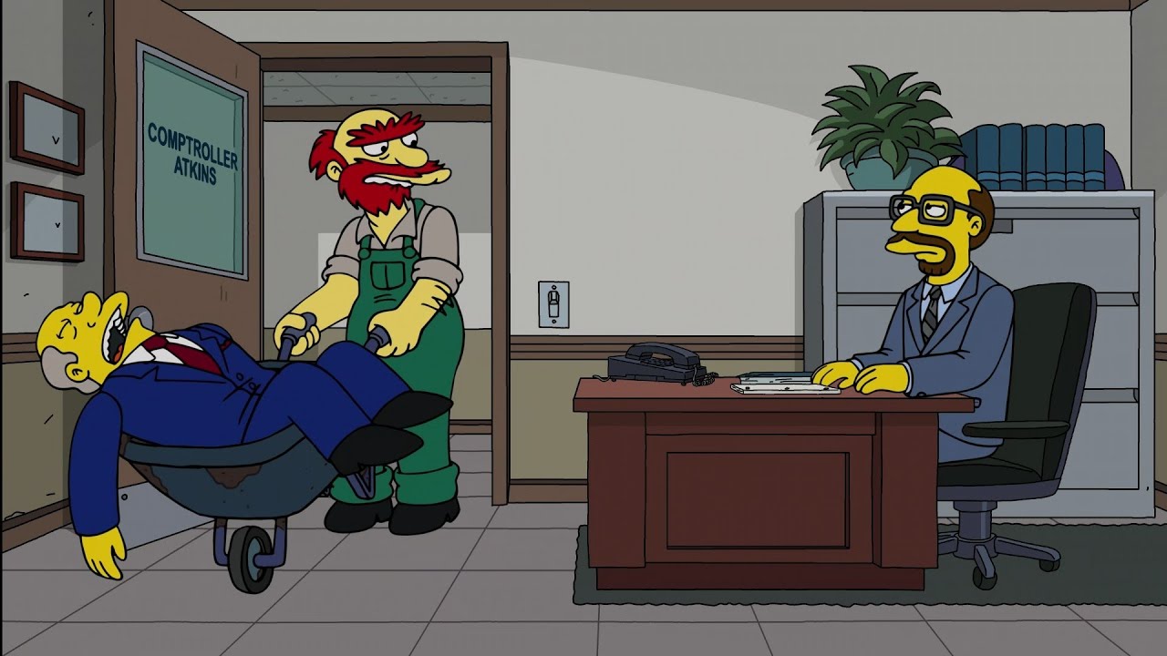 The Simpsons: Superintendent Chalmers losing his job.