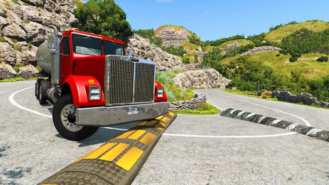 TRANSPORTING Mini TRACTORs & BIG STRAWBERRY with FLATBED TRAILER & CAT LOADERS!! - BeamNG.drive