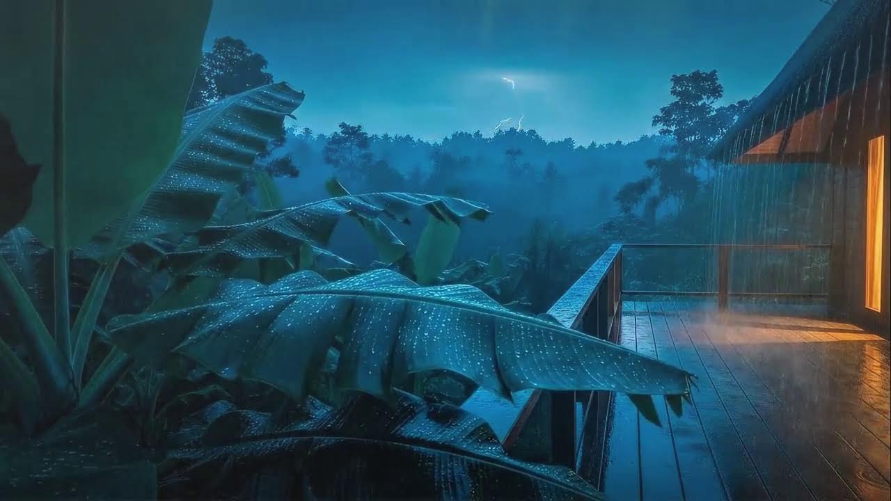 Sleep Faster with Warm Rain and Soft Rumble at Forest Cabin Terrace 🌧️
