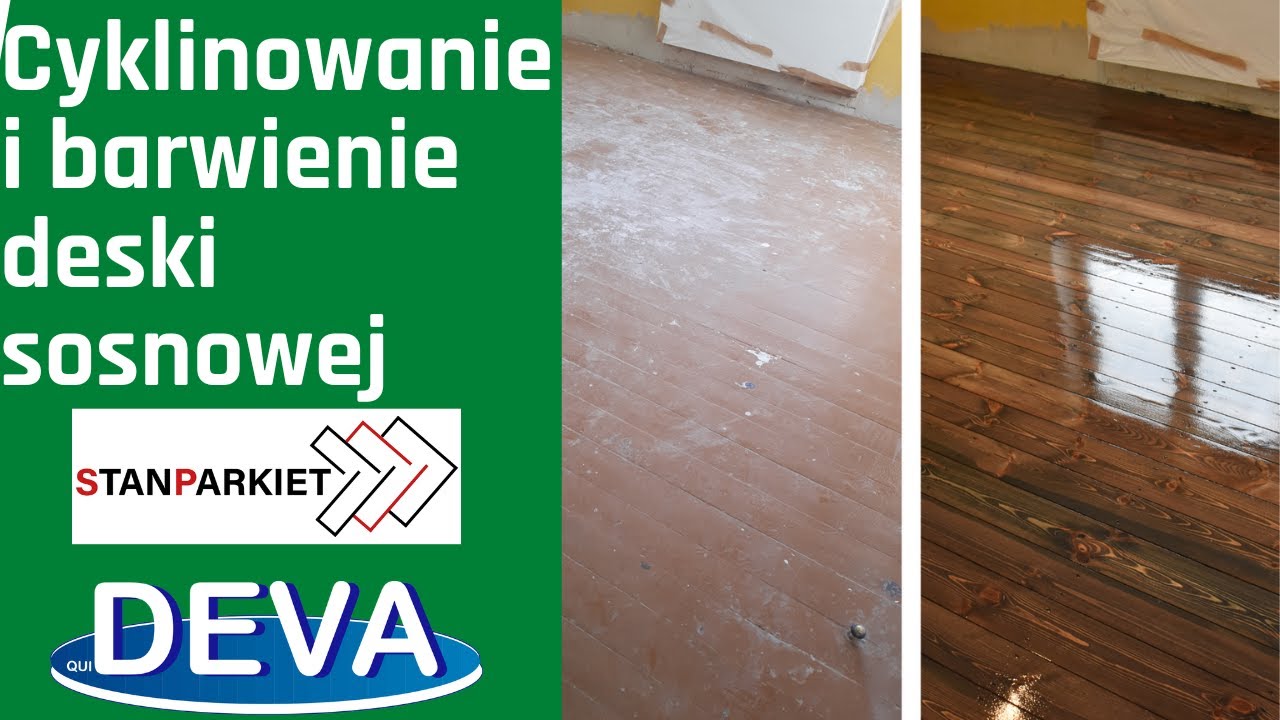 cyklinowanie i barwienie deski sosnowej - lakier połysk