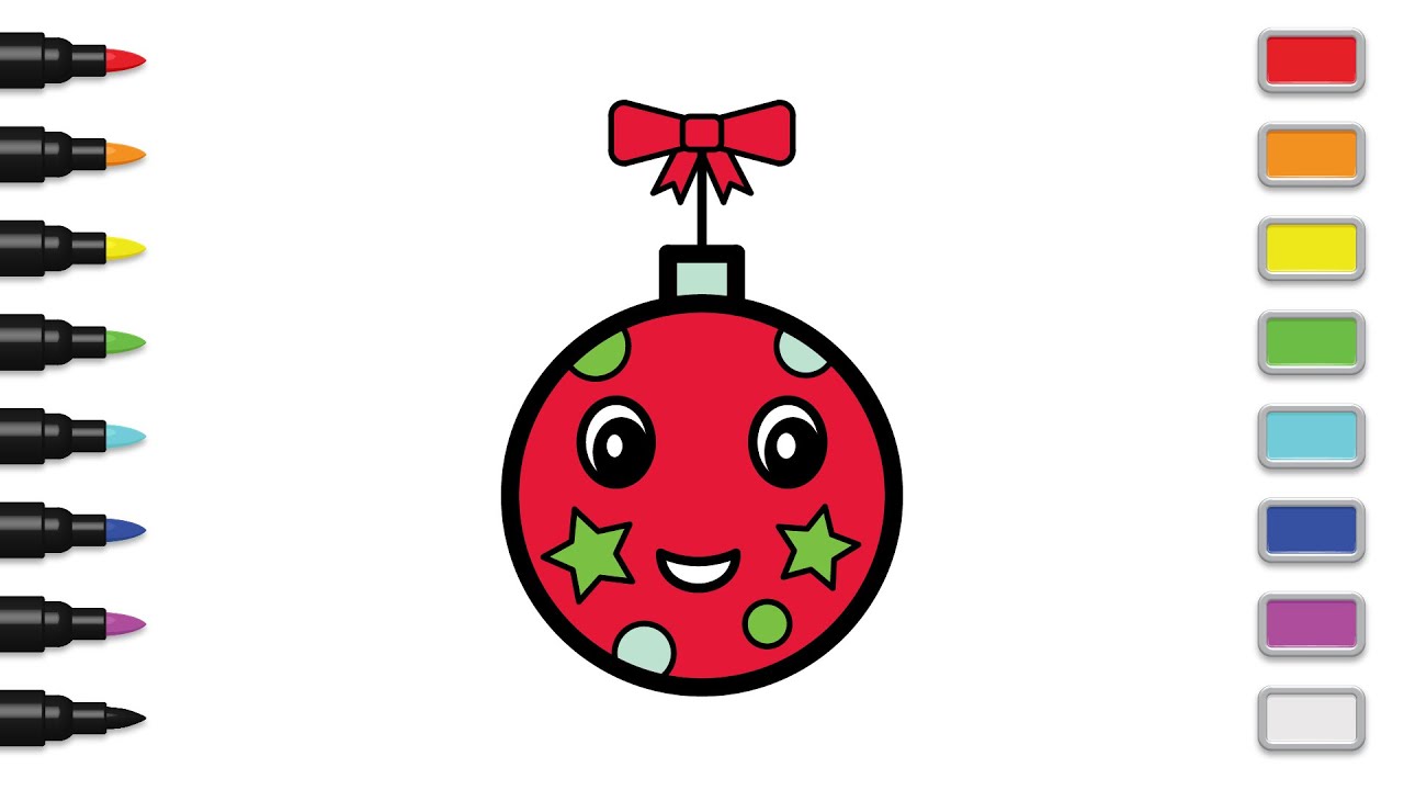 How to Draw Cute Christmas Bauble Ornament Ball  Step by Step Easy Drawing and Coloring