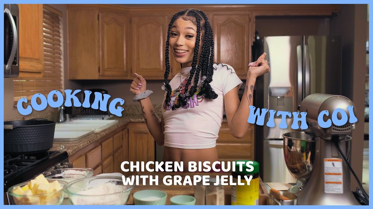 Cooking With Coi Leray -  Chick-fil-A Chicken Biscuits With Grape Jelly