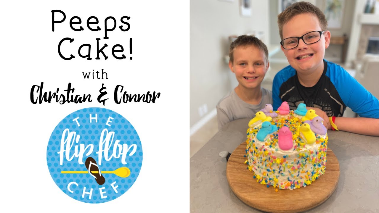 Peeps Cake with Pampered Chef Secret Center Cake Pan! Featuring Connor & Christian Banks!