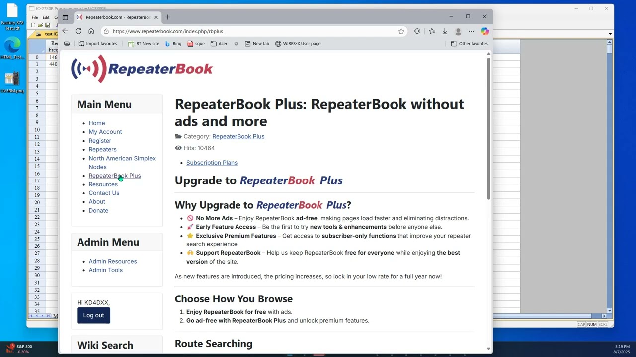 Repeater Book Route Search in RT Systems Programmers