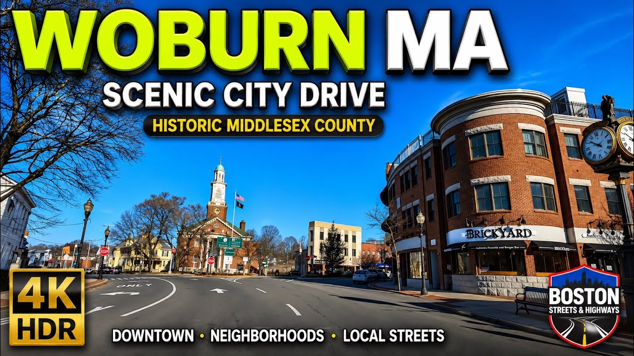 🚖 Woburn Massachusetts | 4K Scenic City Driving Tour - 1/4/23